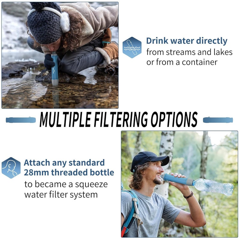 Yuclet 5 Pack Personal Water Filter Straw for Drinking Survival, 0.1-Micron Portable Water Purifier Straw Filters for Camping, Hiking, Travel, Backpacking & Emergency Preparedness - Image 4